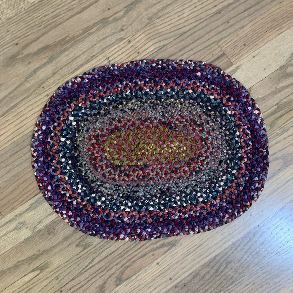 Small Vintage Handmade Rag Rug - Picture 2 of 5